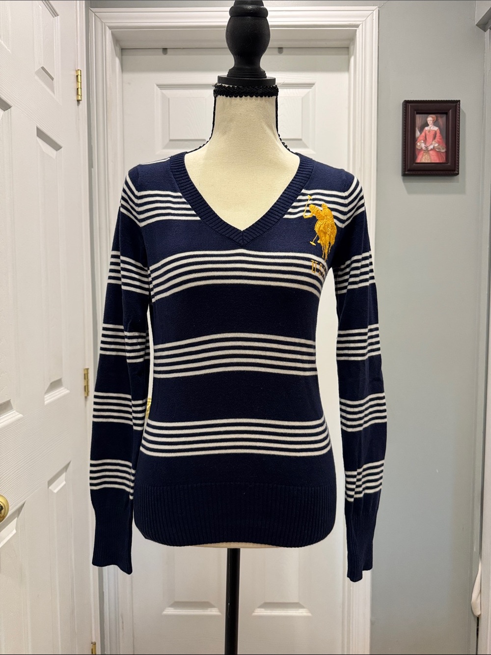 U.S Polo Assn. V-Neck Sweater with Matching Scarf